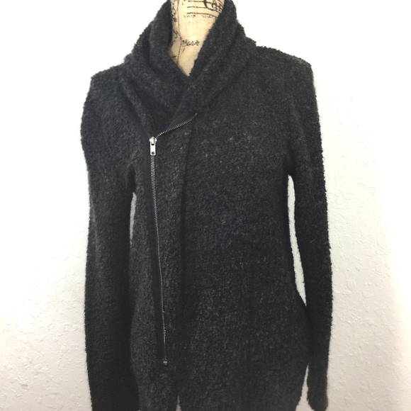 Divided Sweaters - GRAY Cowl Neck Zip-Up Sweater